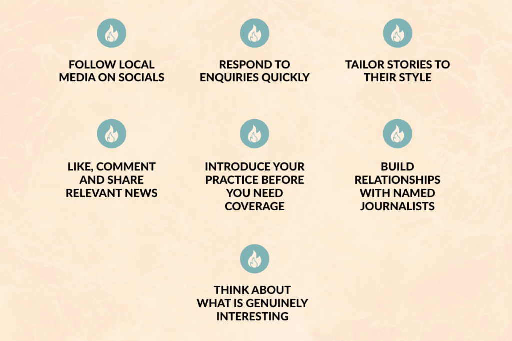 an image listing the ways to foster relationships with the local media